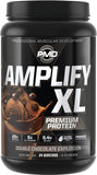 PMD envase frontal Amplify XL mostrando sabor doble chocolate y beneficios