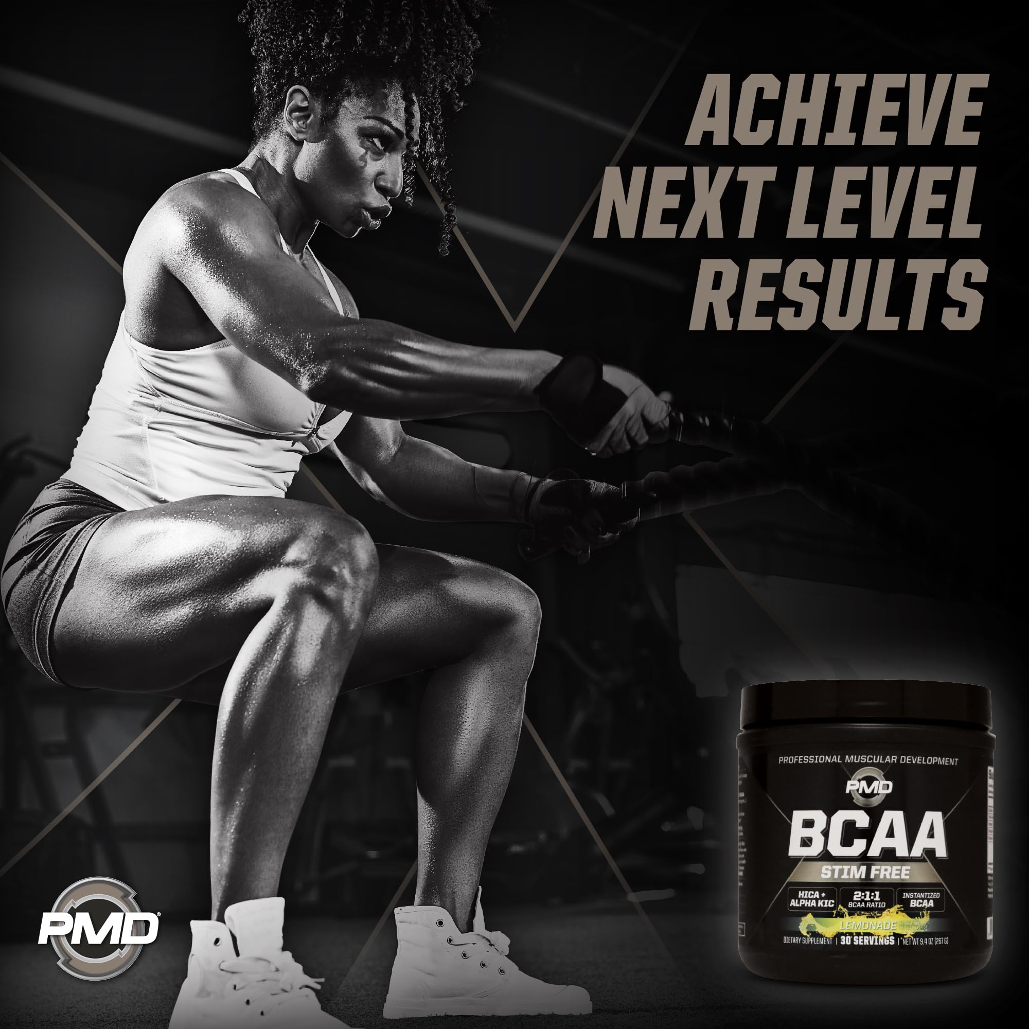 PMD BCAA junto a otros suplementos como parte de un kit de entrenamiento