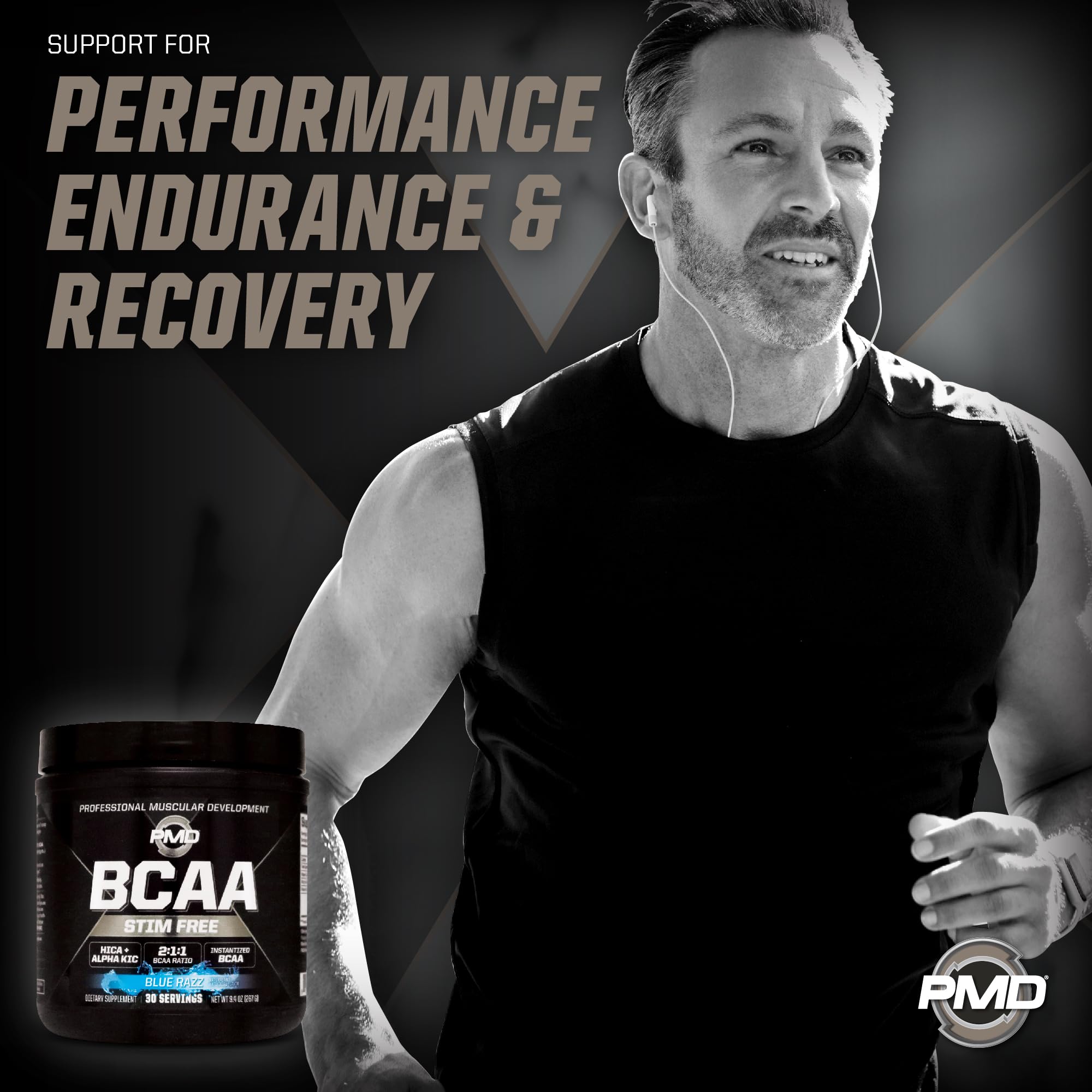 PMD vaso con bebida BCAA mezclada para energía durante entreno