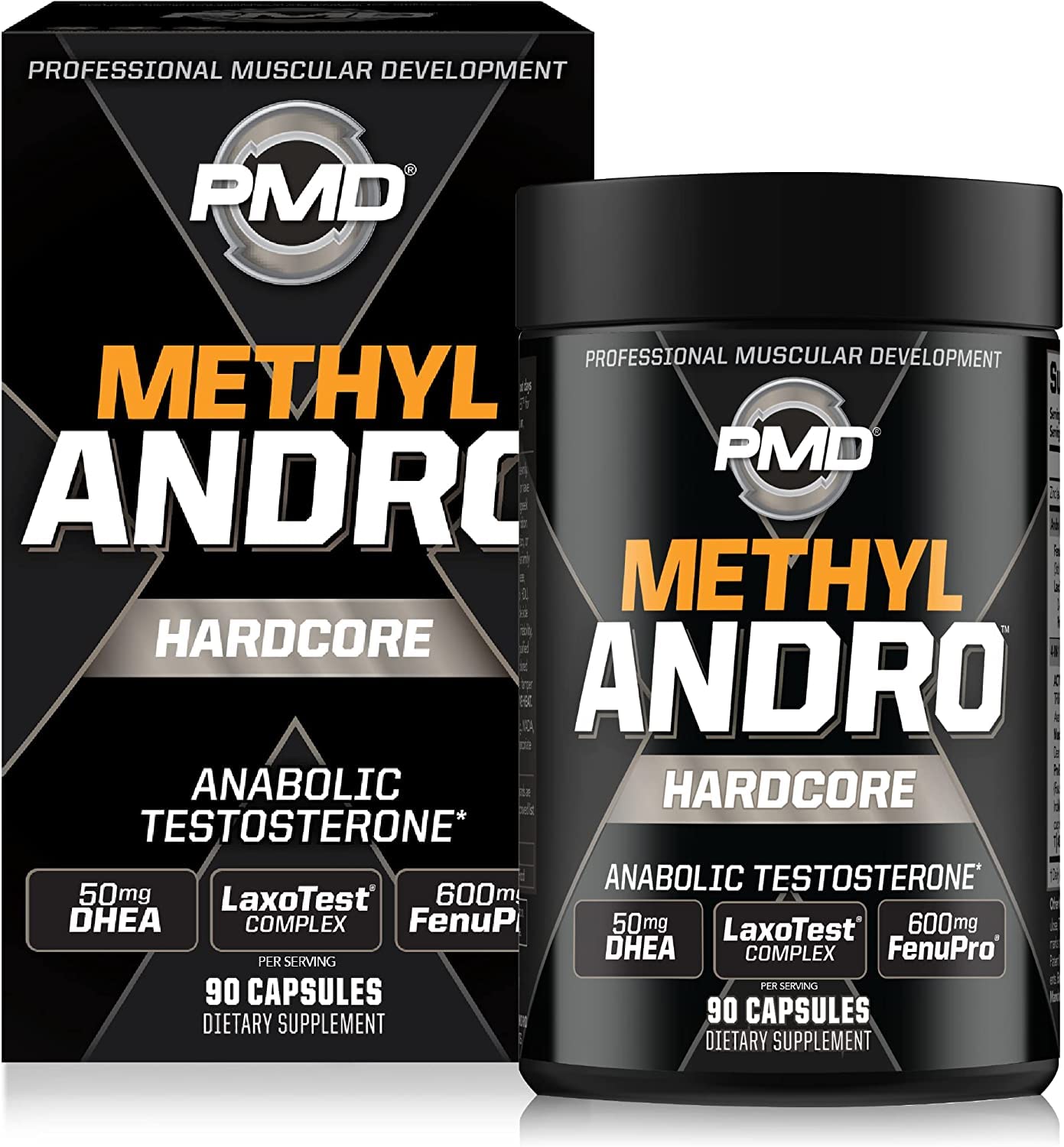 PMD etiqueta frontal del producto mostrando beneficios de fuerza