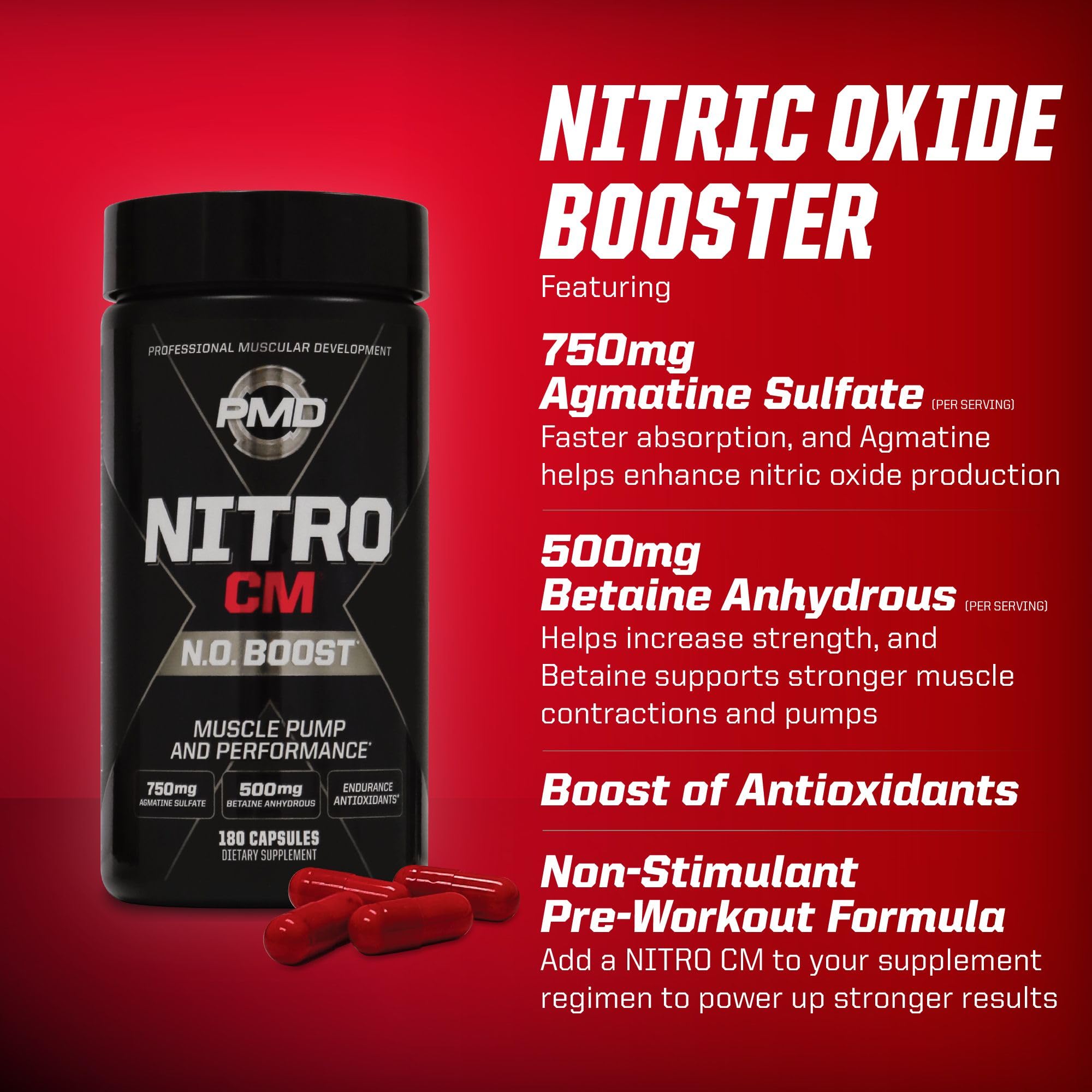 PMD Nitro CM junto a una regla para escala, tamaño y cantidad