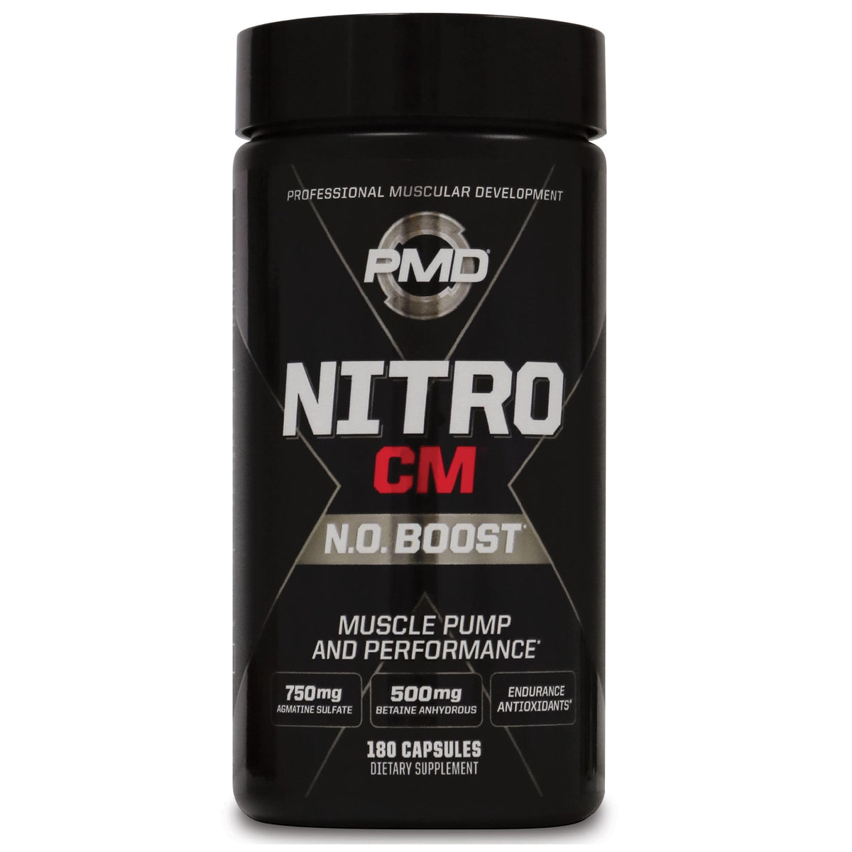 PMD Nitro CM vista frontal del envase, aporta pump visible