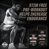 PMD Nitro CM atleta tomando cápsula antes de entrenar, más energía