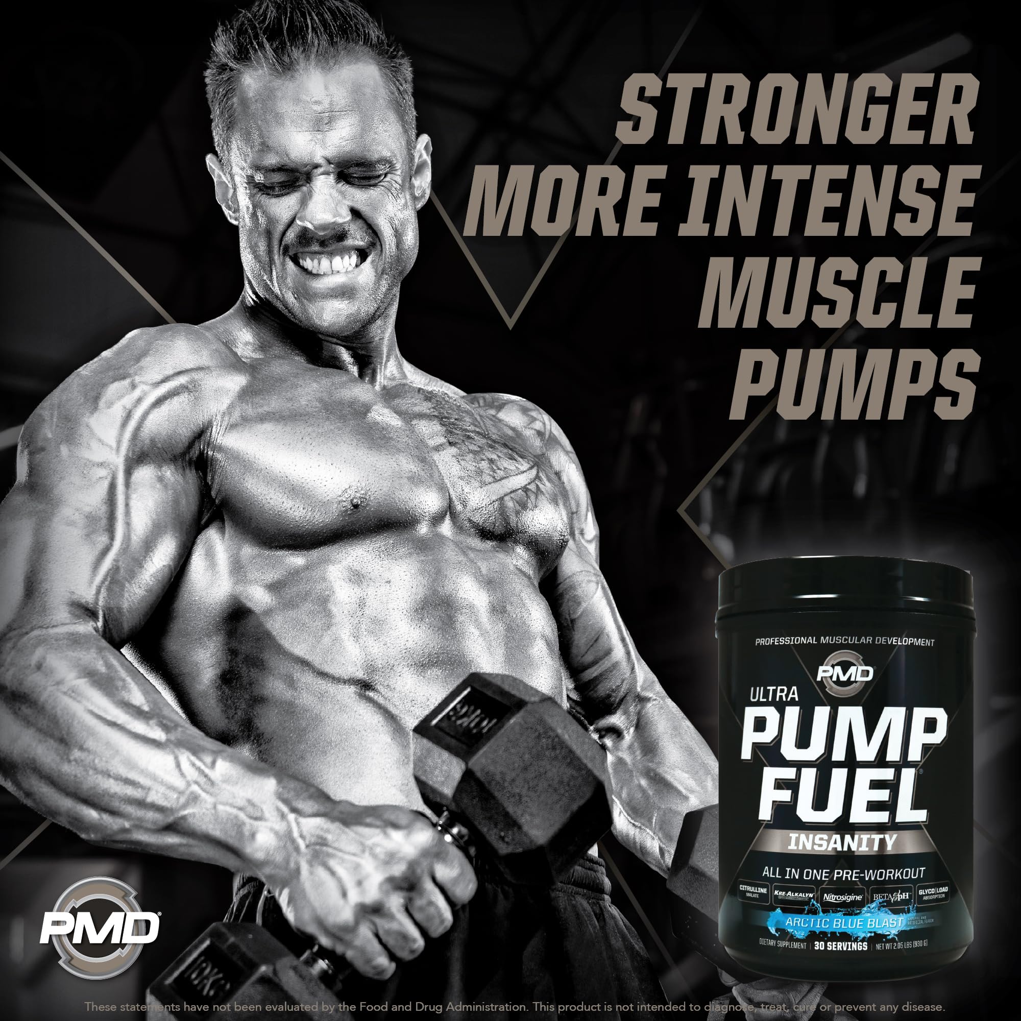 PMD deportista en gimnasio usando el pre-workout antes de entrenar
