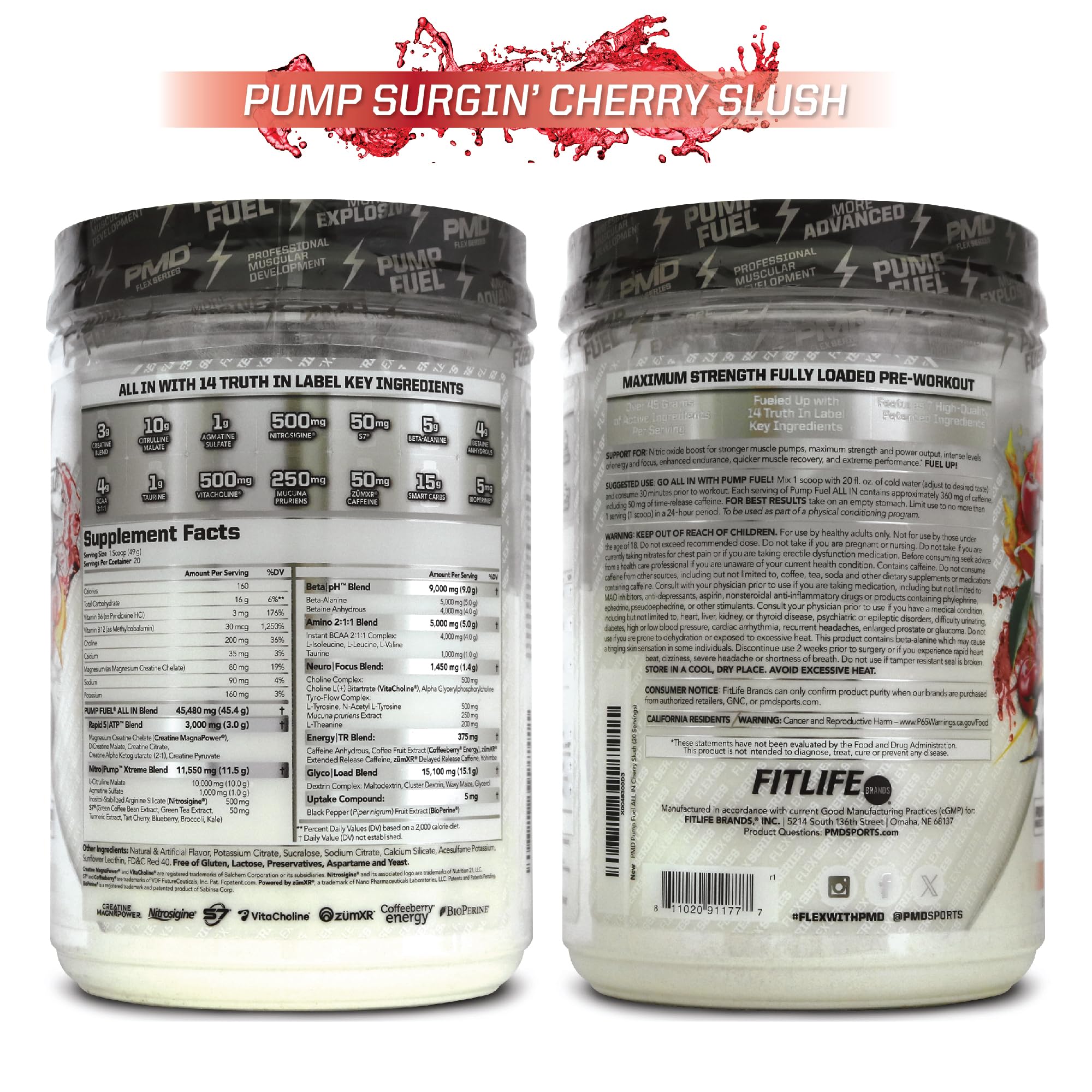 PMD lista de ingredientes con creatina y beta alanina para rendimiento