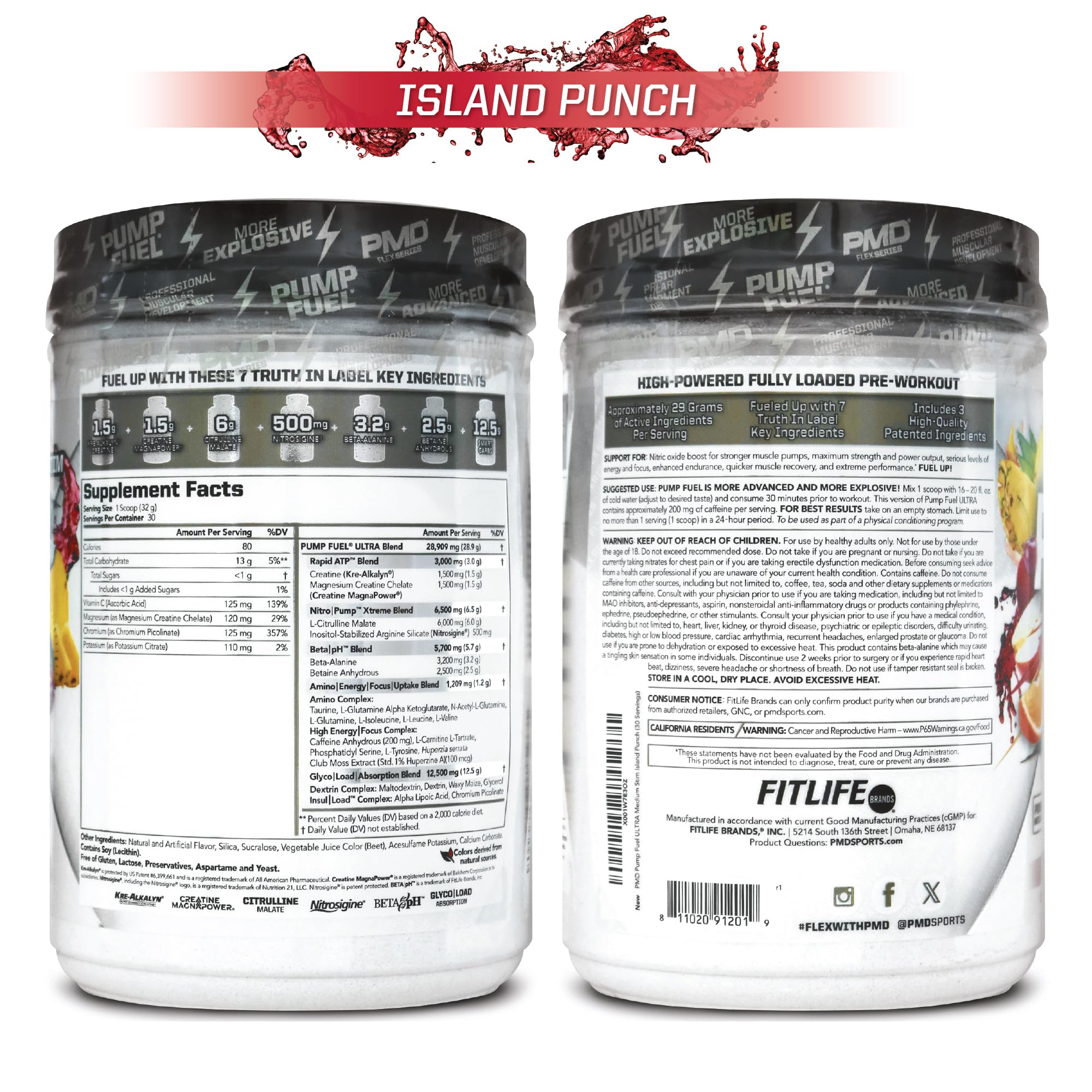 PMD producto en ambiente tropical lifestyle, sabor Island Punch agradable