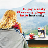 Pocas textura en taza con crema espesa y jengibre visible, sabor cremoso y reconfortante