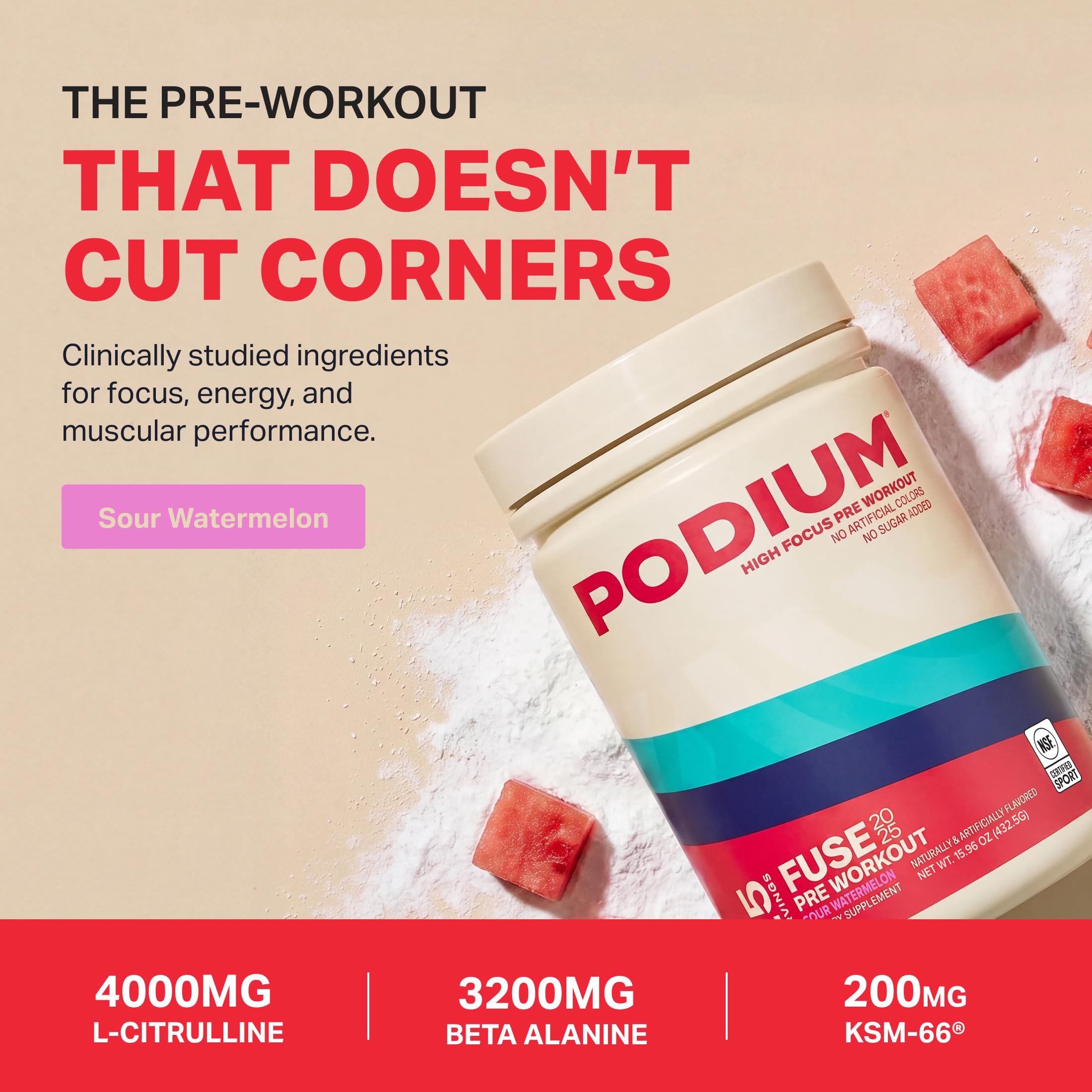 Podium Fuse 2025 en vaso preparado listo para entrenar con energía controlada