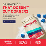 Podium Fuse vaso con mezcla azul brillante, aporta energía y enfoque antes del entrenamiento