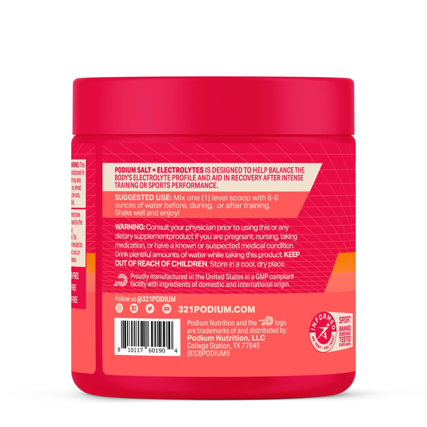 Podium Nutrition tubo en mochila deportiva listo para entrenamiento