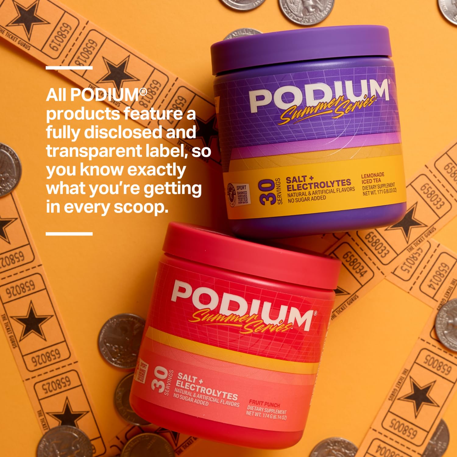 Podium Nutrition etiqueta nutricional con electrolitos y taurina