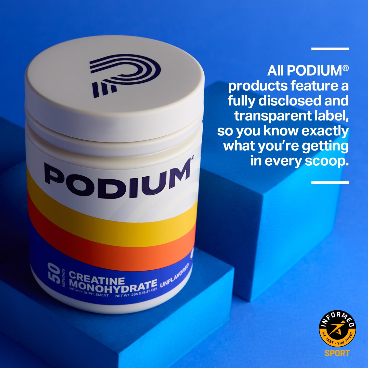 Podium Nutrition cuchara con 5 g de Solos para dosificación precisa y práctica