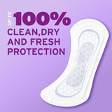 Poise etiqueta FreshSense que indica control de olores hasta 12 horas