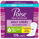 Poise embalaje frontal mostrando 176 unidades y claridad de producto