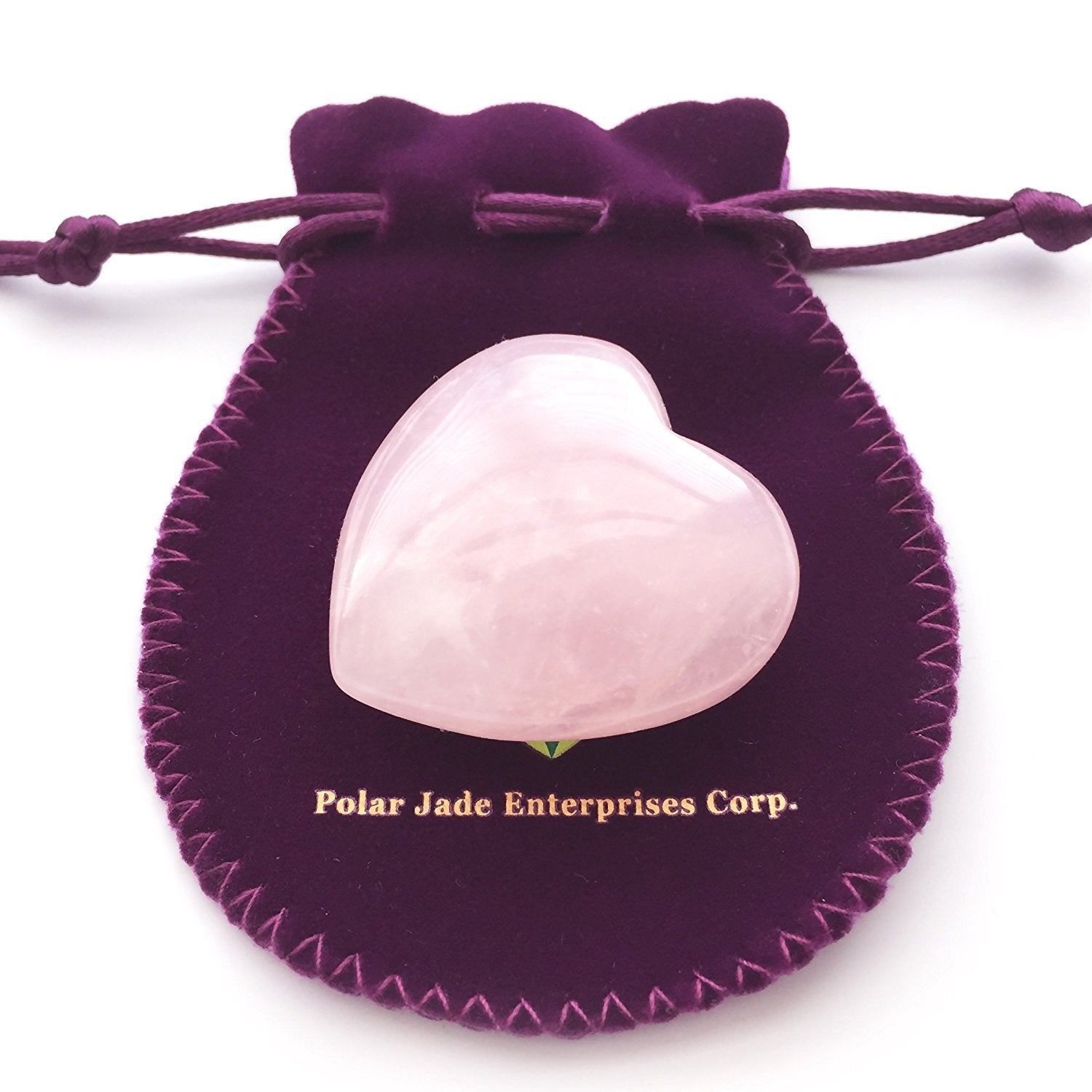 Polar Jade corazón con bolsa de terciopelo púrpura listo para regalo