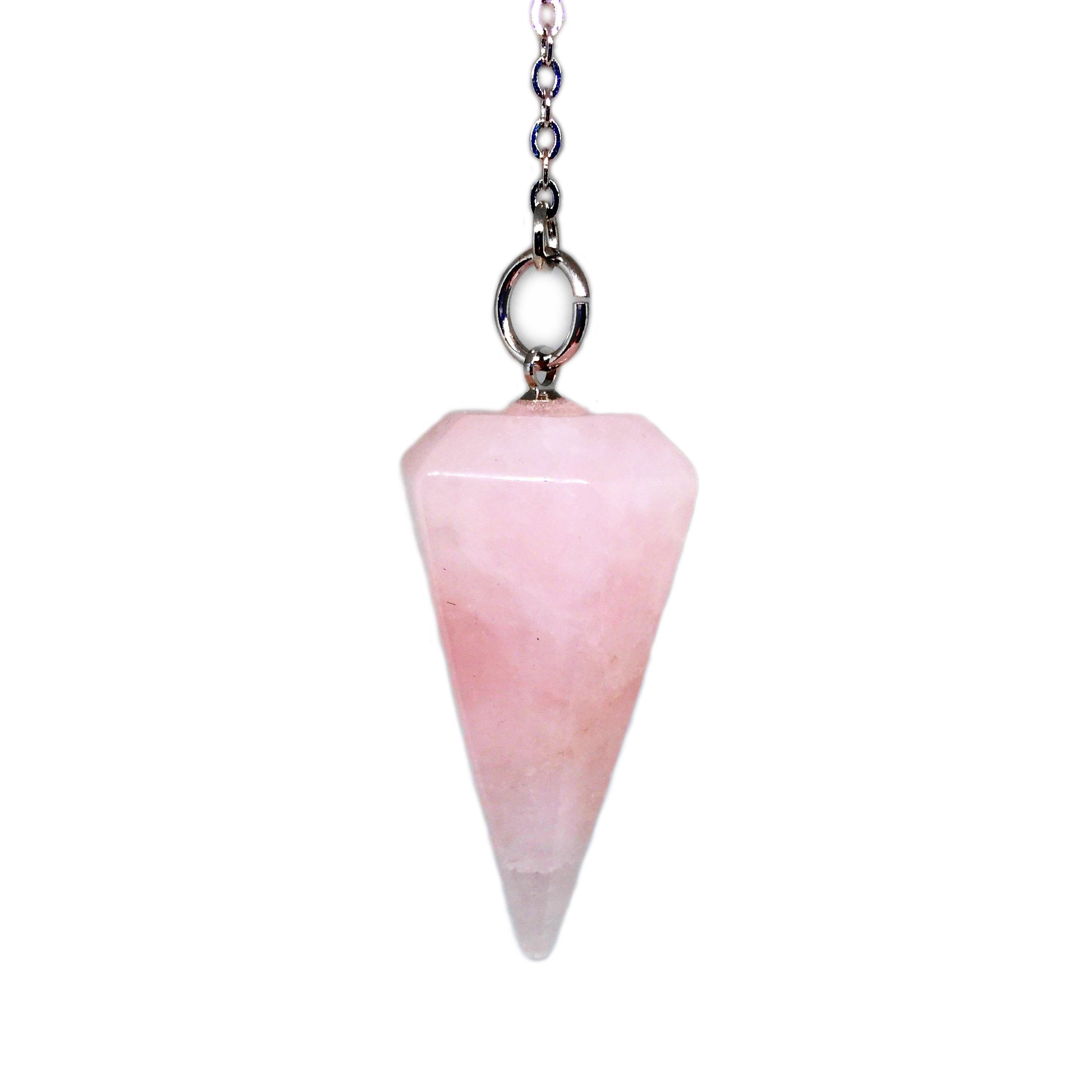 Polar Jade péndulo de cuarzo rosa vista frontal, precisión en lecturas