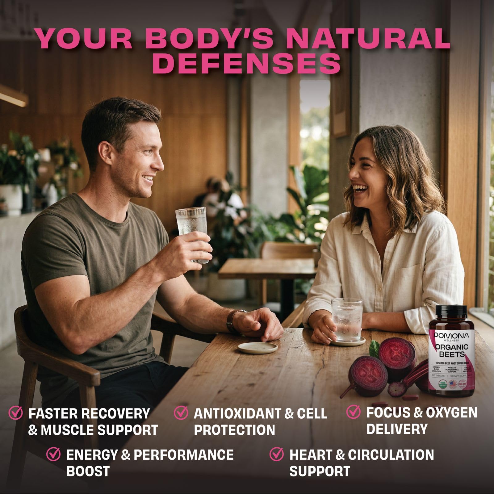 Pomona Wellness tabletas agrupadas, fácil dosificación y sin sabor fuerte