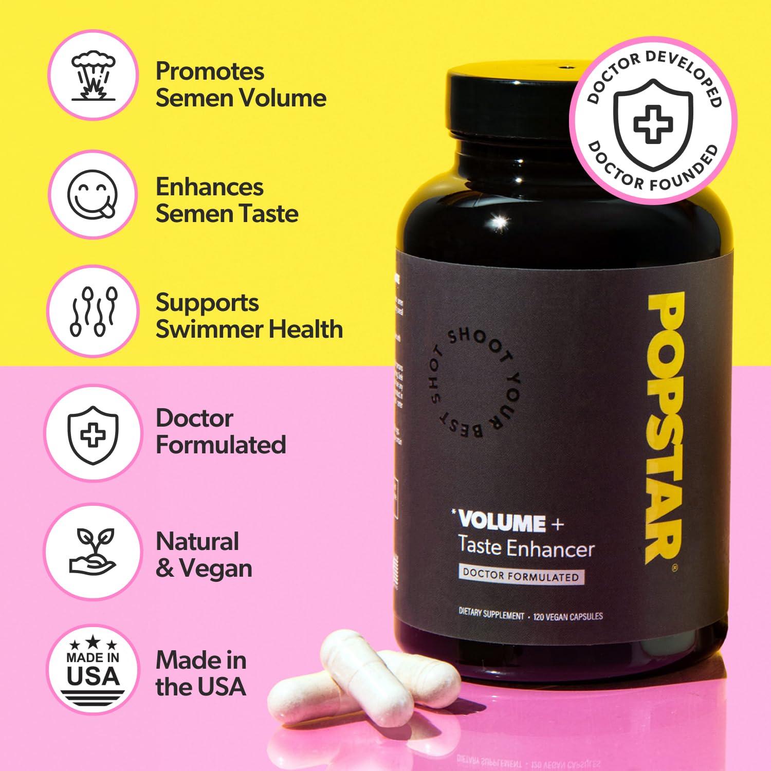 POPSTAR detalle de cápsulas que destaca formulación vegana y pureza