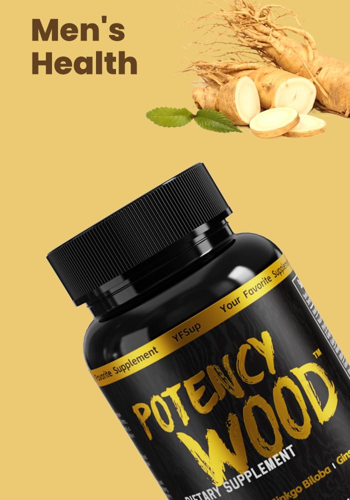 Potency Wood etiqueta con ingredientes y fabricación en EE. UU., transparencia