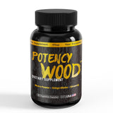 Potency Wood frasco frontal mostrando diseño y cantidad, confianza en calidad