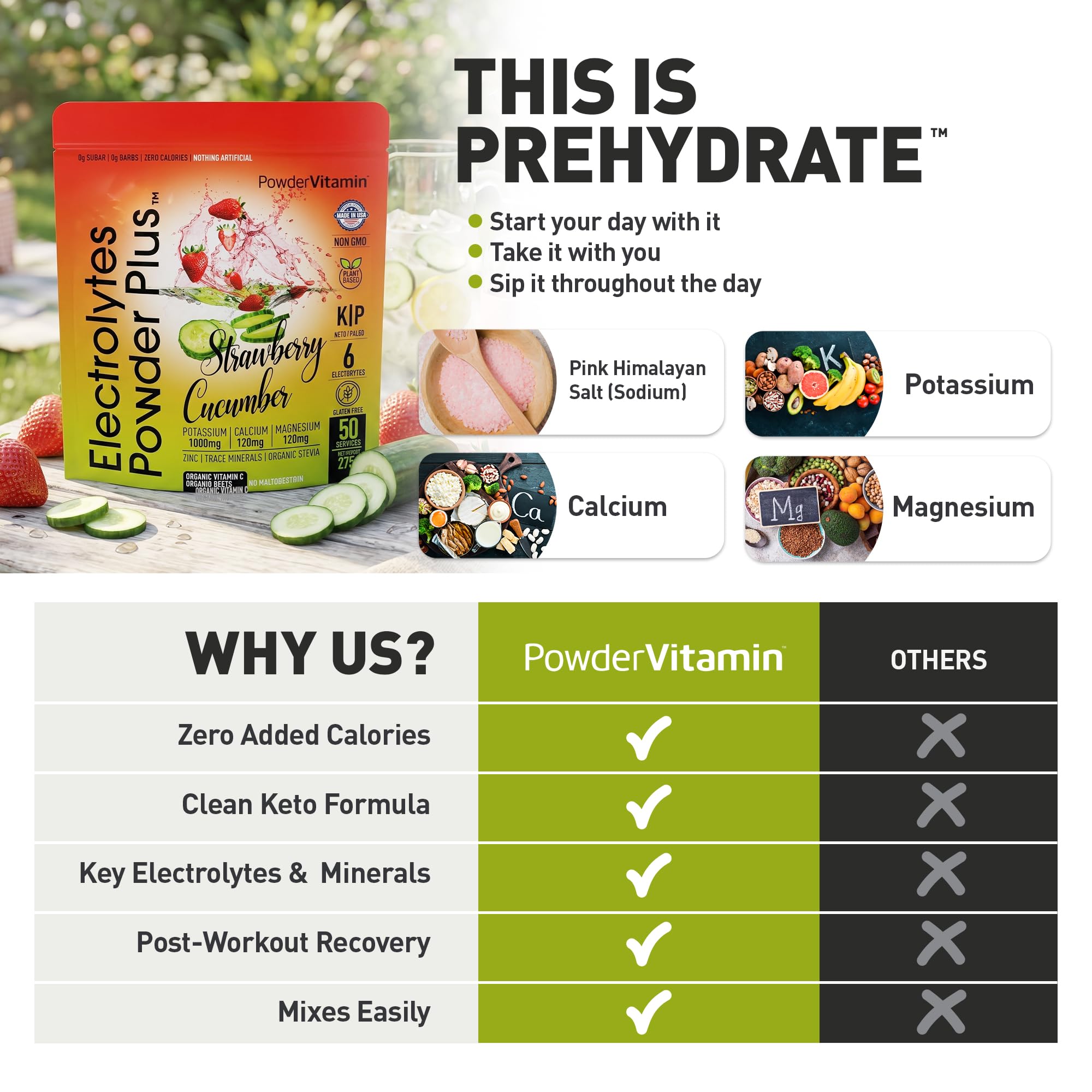 PowderVitamin bebida en picnic al aire libre para mantenerse hidratado