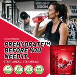 Vaso con bebida PowderVitamin hibisco listo para beber, hidratación sin azúcar