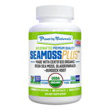 Power By Naturals botella frontal mostrando Sea Moss Plus y beneficios claros