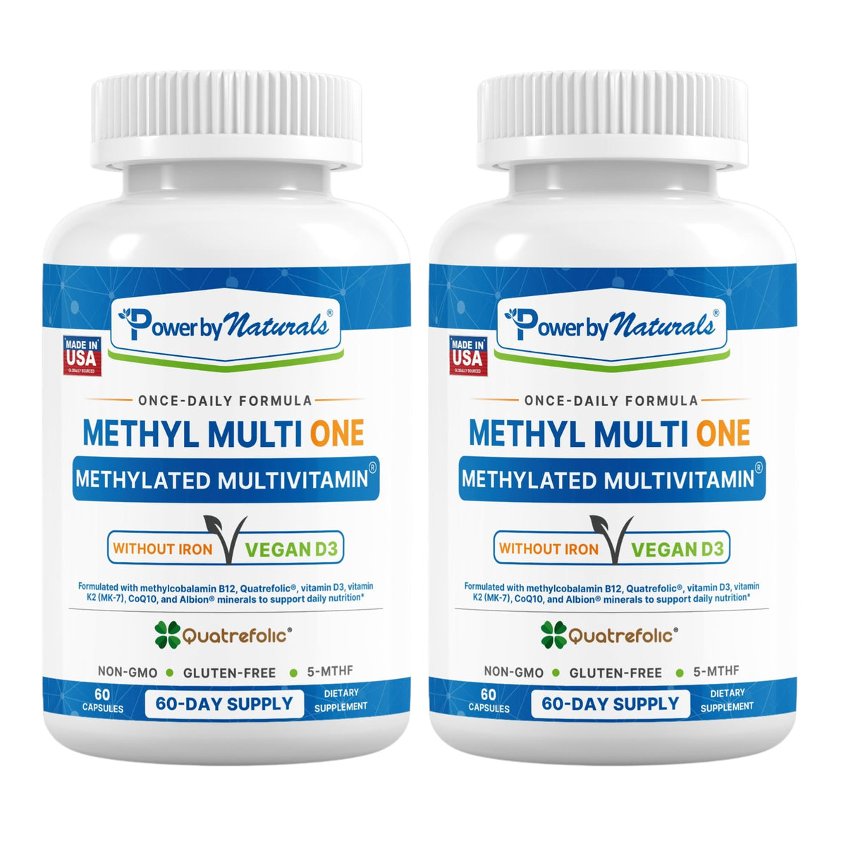 Power By Naturals envase frontal Methyl Multi One mostrando etiqueta y beneficios