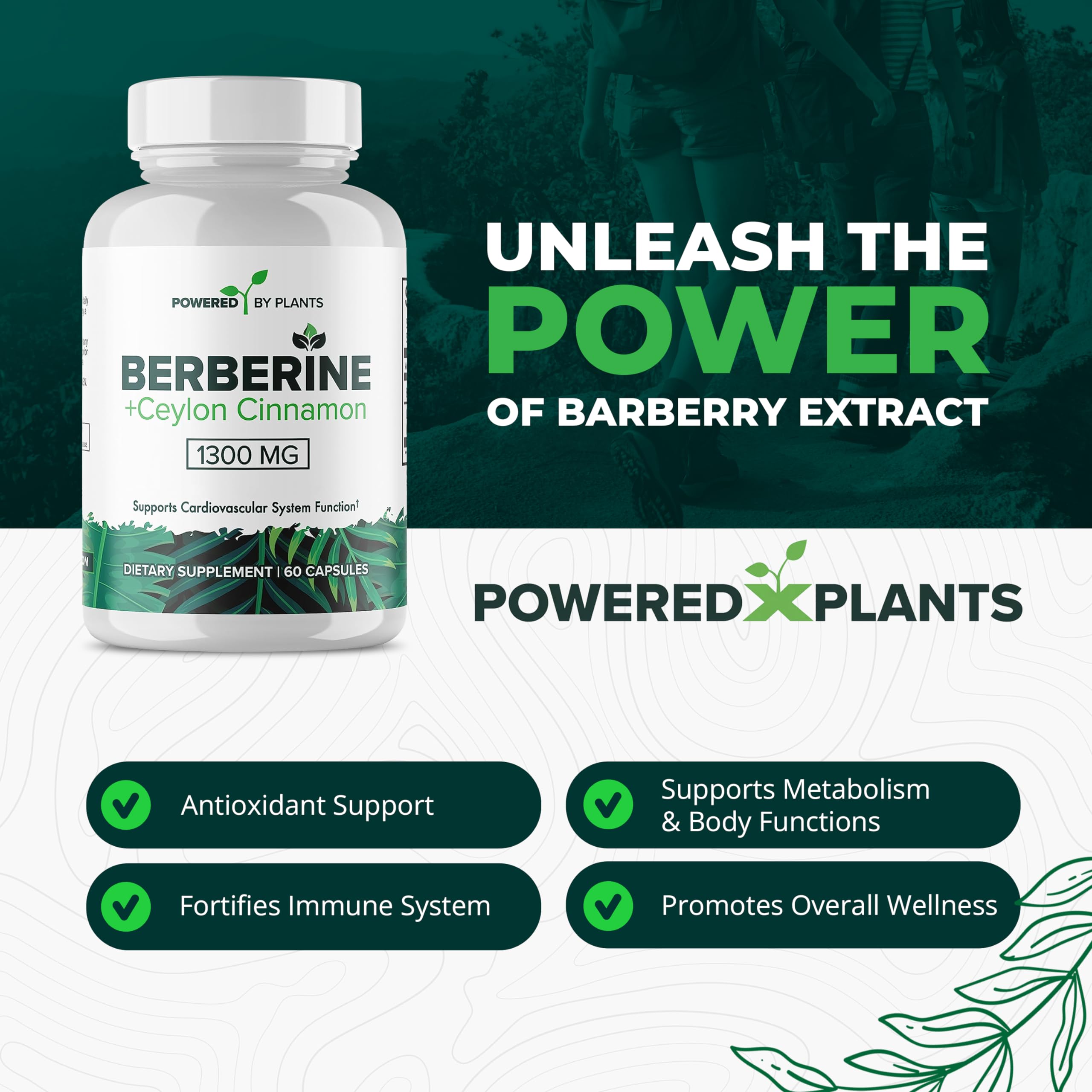 POWERED X PLANTS envase abierto con cápsulas para indicar comodidad de uso diario