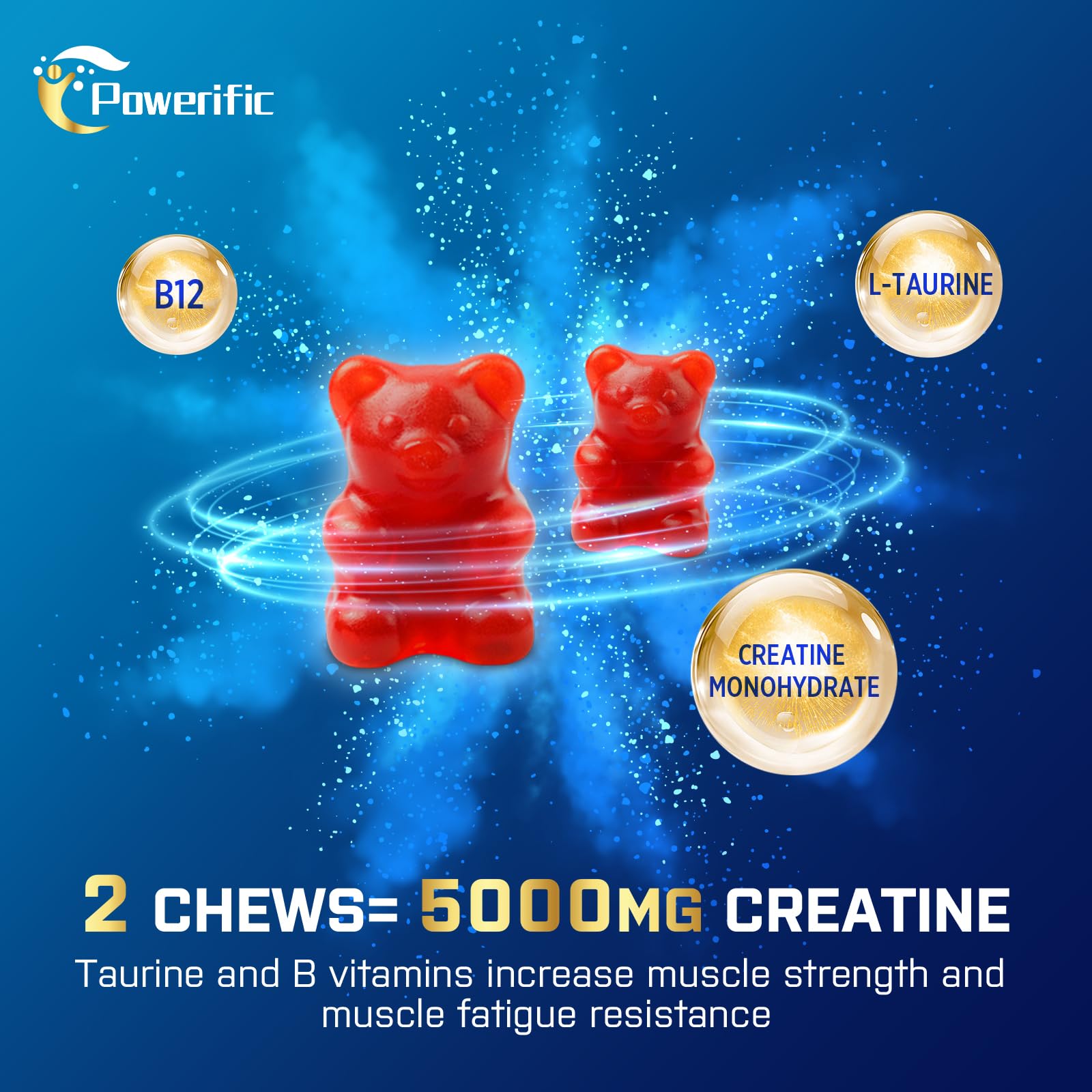 Powerific gominola en mano para ver la escala y porción práctica