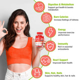 Powerific detalle de textura de gomita, calidad vegana y sin gelatina