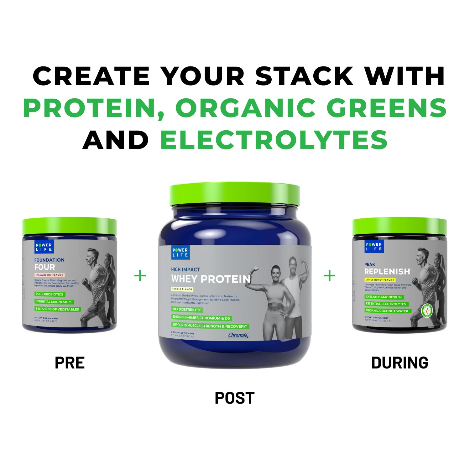 POWERLIFE detalle de la etiqueta con ingredientes y certificaciones