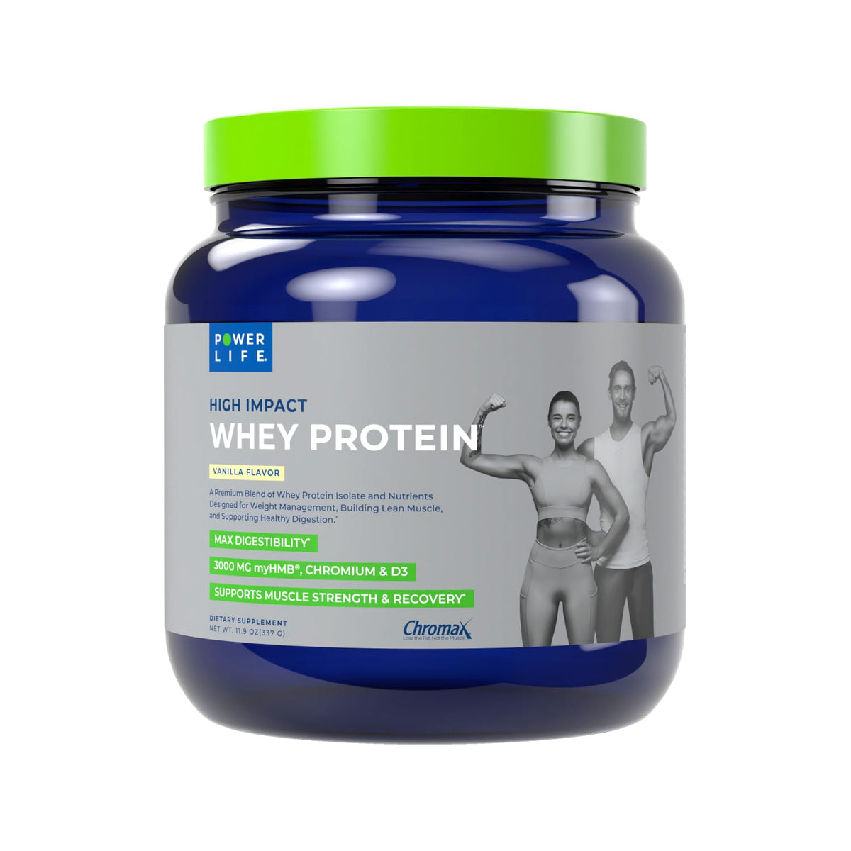 POWERLIFE envase frontal mostrando la marca y beneficios claros