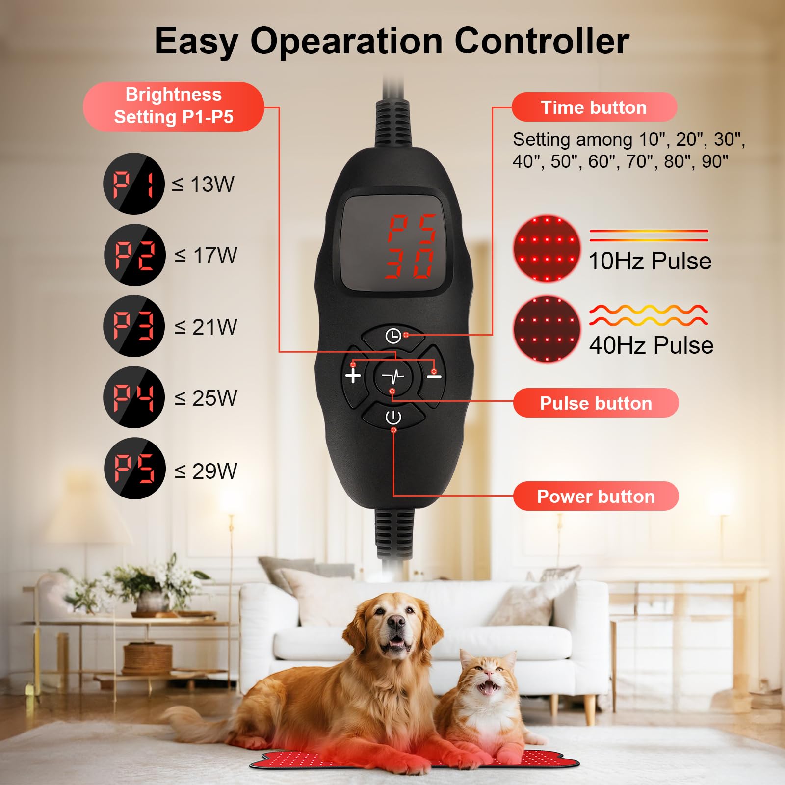 Controlador digital PPOKK con pantalla y botones, fácil ajuste de brillo y temporizador