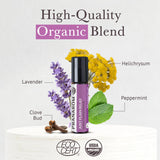 Pranarom gota de aceite en piel que muestra pureza y textura ligera