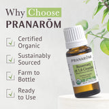 Pranarom romero cineol etiqueta con sellos USDA y ECOCERT visibles