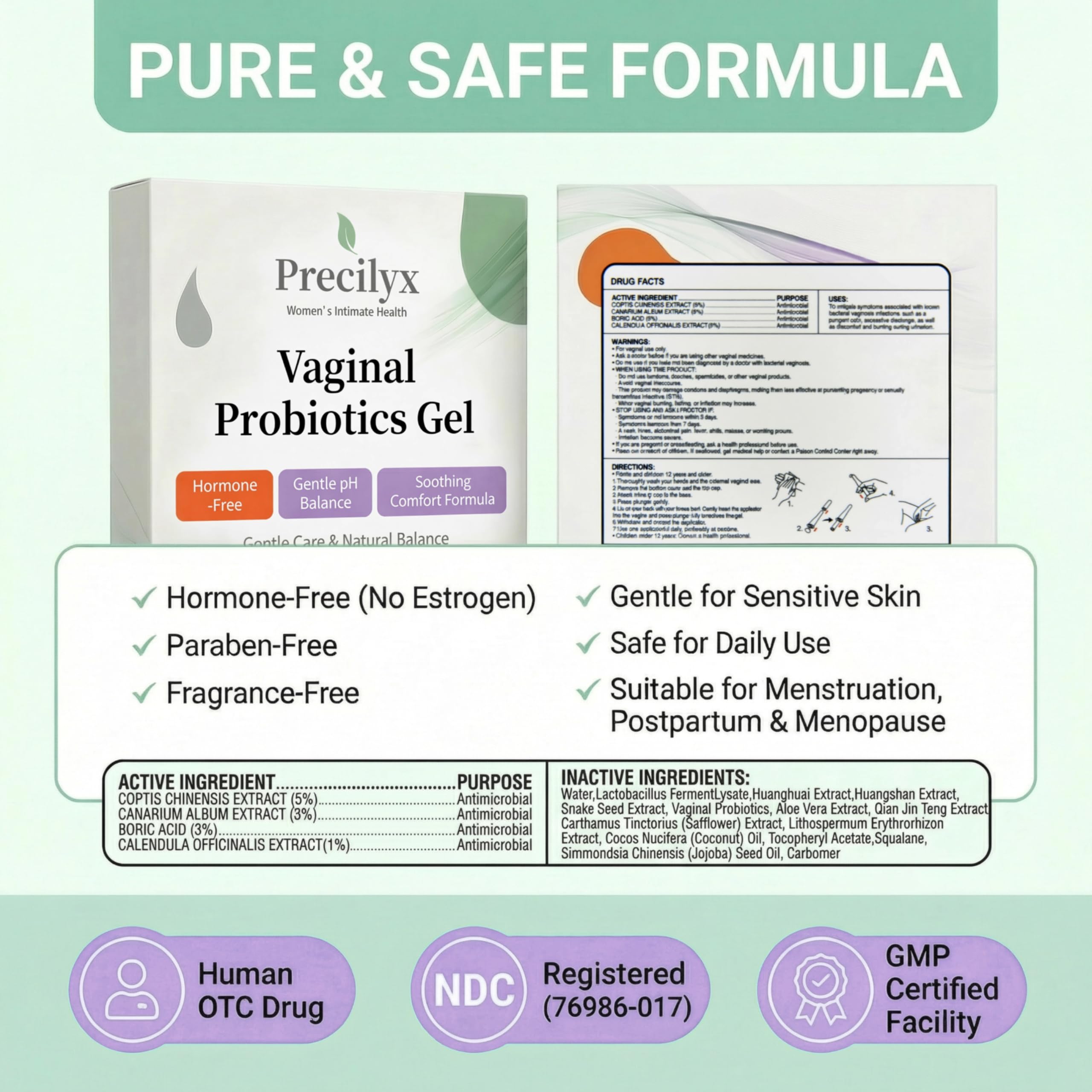 Etiqueta Precilyx mostrando registro FDA y número NDC