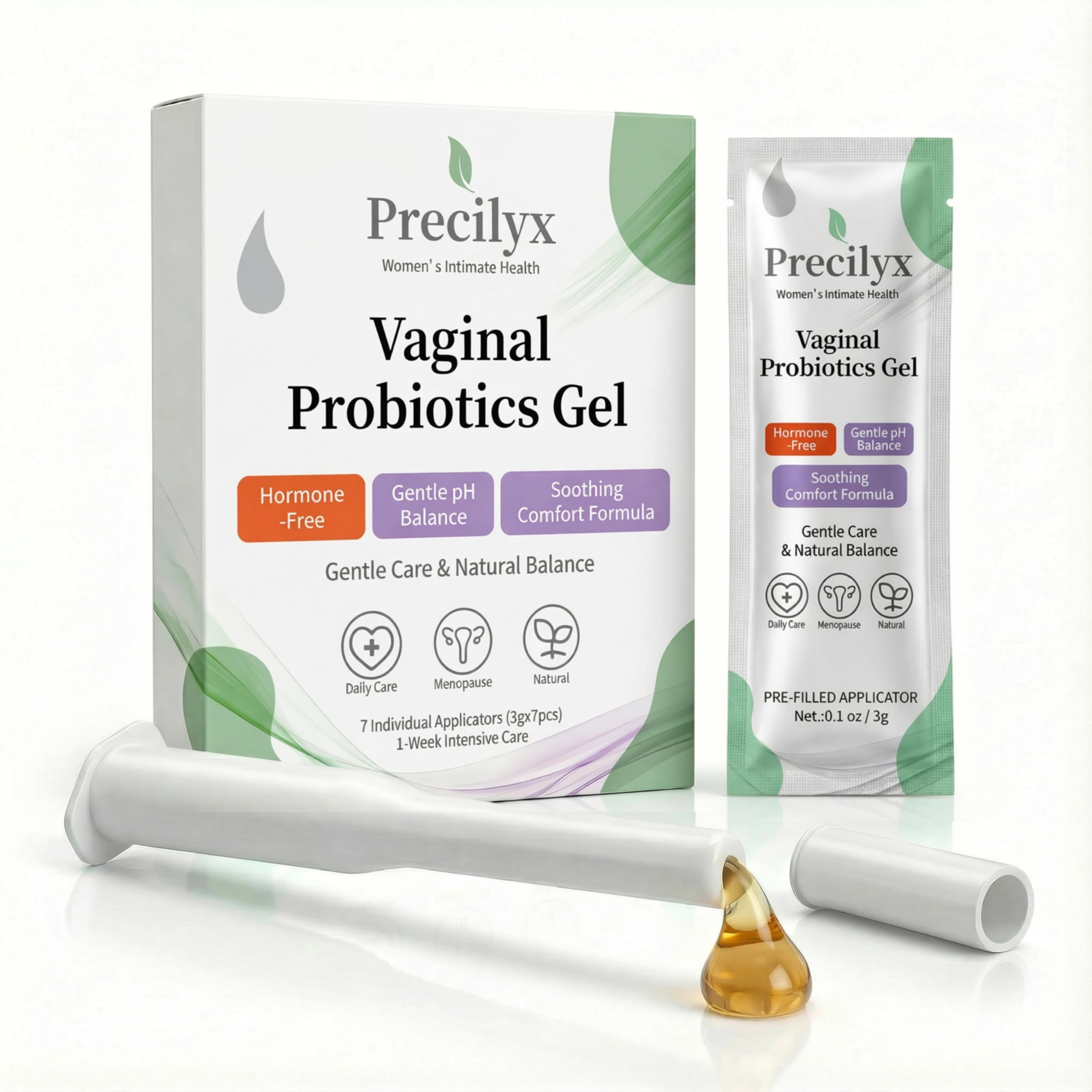 Precilyx envase frontal mostrando gel íntimo para control de olor