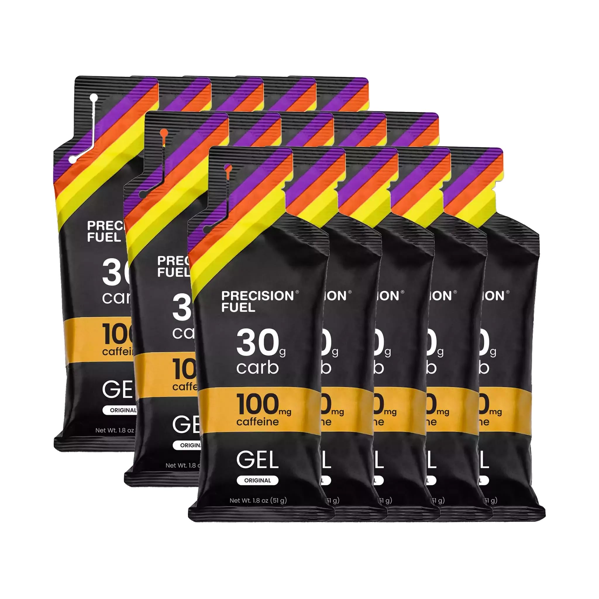 Precision Hydration frente del empaque mostrando 15 unidades y beneficios energéticos