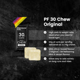 Precision Hydration primer plano de textura de chew que muestra aspecto masticable y fácil consumo