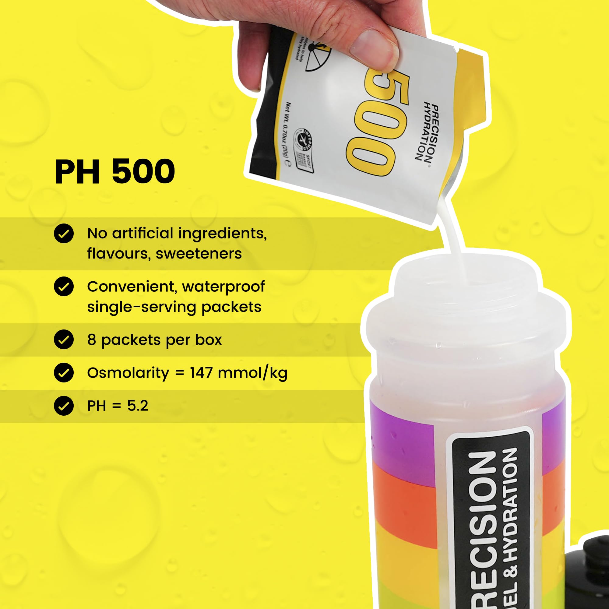 Precision Hydration polvo en primer plano mostrando textura soluble y rápida absorción