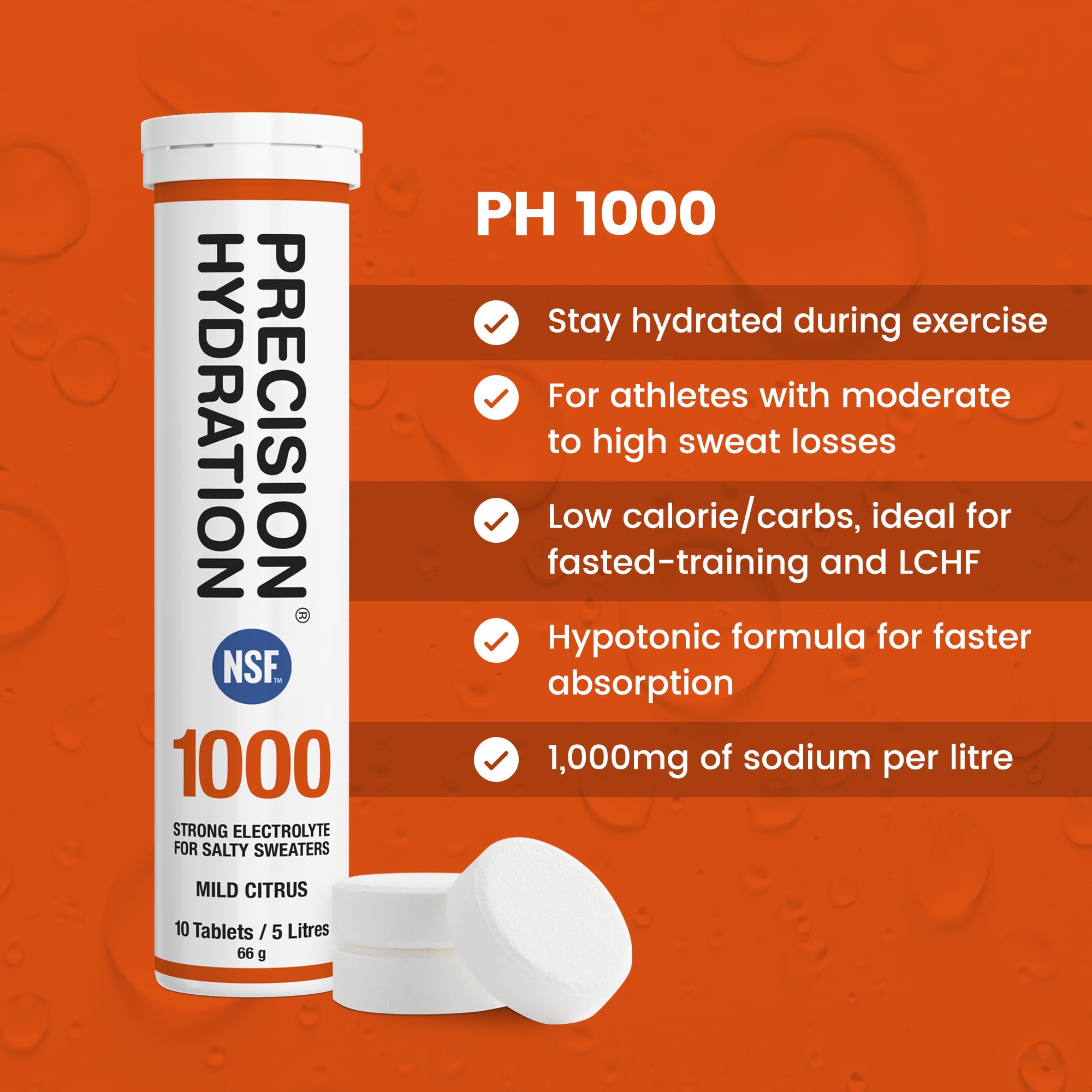 Precision Hydration primer plano de tableta efervescente mostrando textura y facilidad de disolución