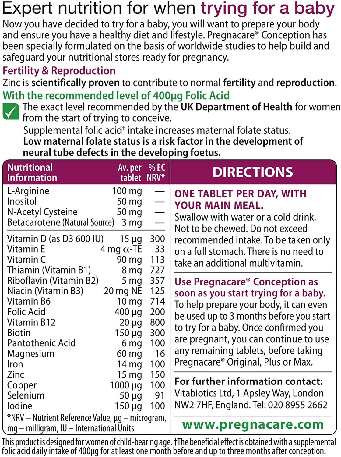 Pregnacare primer plano del comprimido destacando textura y calidad del producto