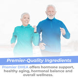 Premier Research Labs etiqueta con información de DHEA y recomendaciones claras