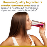 Premier Research Labs cucharada con polvo de remolacha fermentada lista para medir dosis