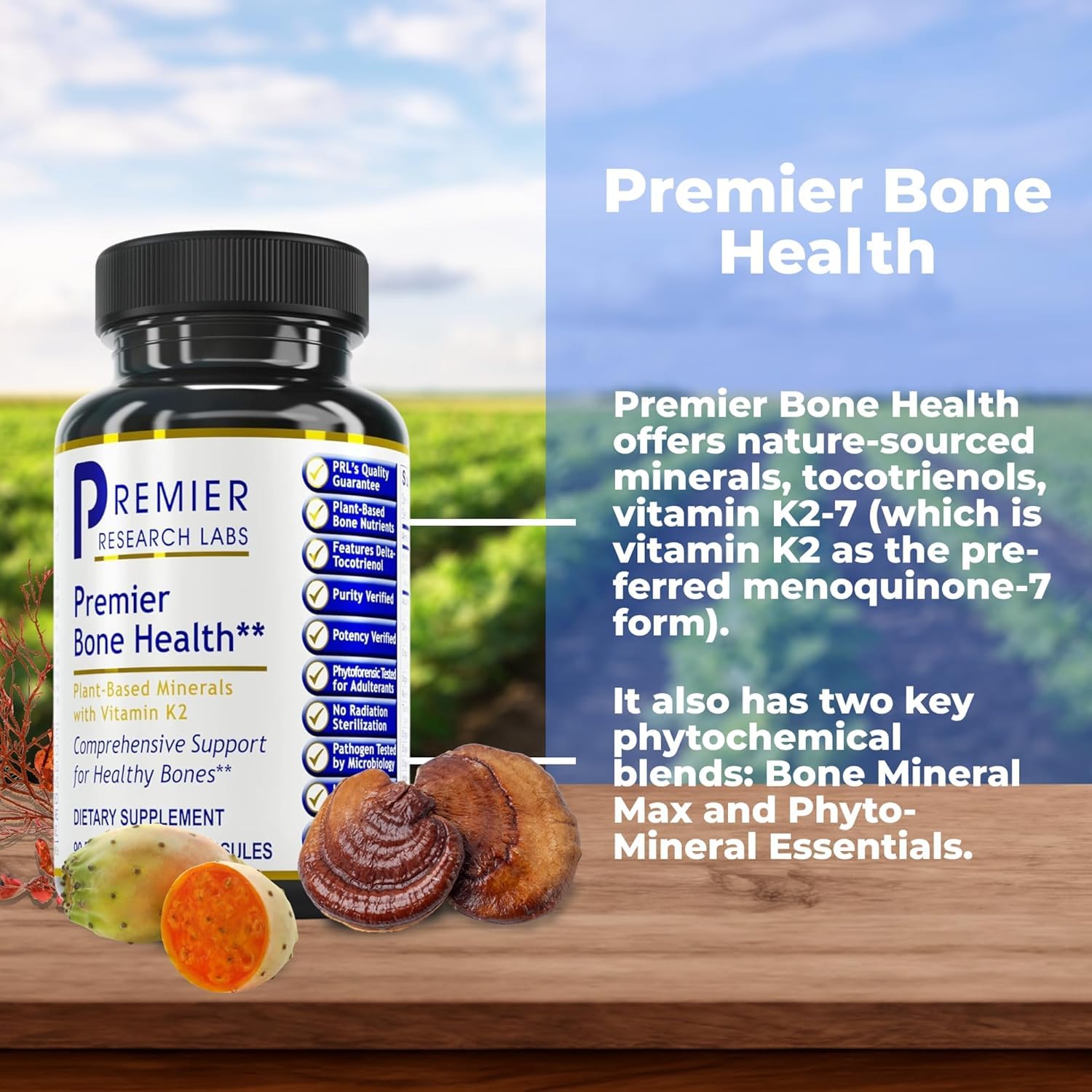 Premier Research Labs osteoven cápsulas en primer plano, fácil de tragar y pensado para uso diario