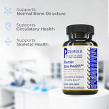 Premier Research Labs osteoven frasco en mano para comparar tamaño y facilitar dosificación