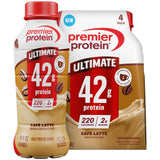 Premier Protein botella de frente mostrando diseño y etiqueta, beneficio: alta proteína