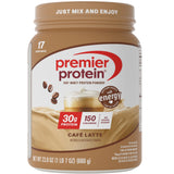 Premier Protein bote frontal mostrando etiqueta y beneficio proteína alta