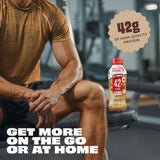 Premier Protein junto a regla para comparar tamaño y porción conveniente